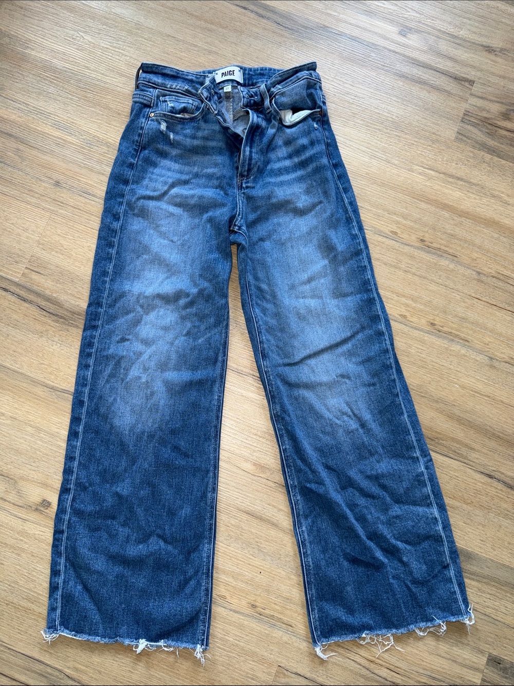 PAIGE Wide Leg Jeans in Dark Blue Wash